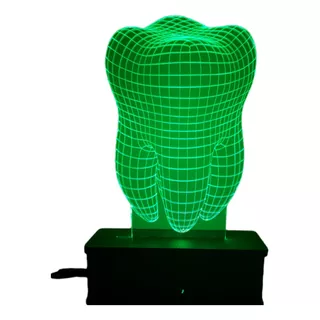 Luminária Led 3d, Dente, Dentista, Maior 40cm, 16 Cores