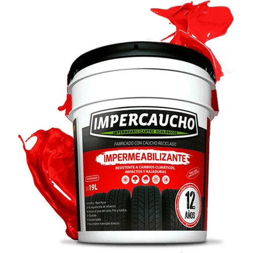 Impermeabilizante Impercaucho 12 Años Cubeta 19 Lts Color Terracota