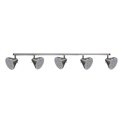 Riel 2 Metros 5 Spot Acero Conico Apto Led Ar111 Luz Desing