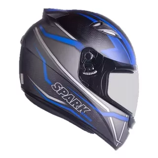 Capacete Moto Fechado Ebf New Spark Ilusion Preto Fosco Full Cor Azul Tamanho Do Capacete 56