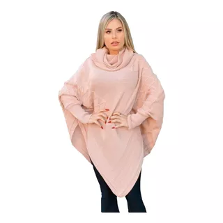 Poncho Em Tricô Veste Manequim 38 Ao 46 Plus Size Inverno