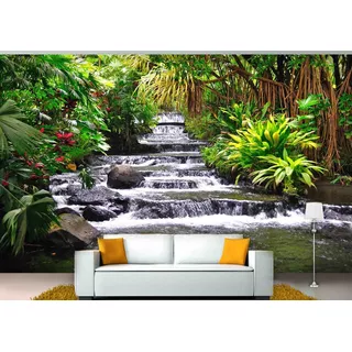 Papel De Parede 3d Paisagem Cachoeira Florestas 3m² Nch94