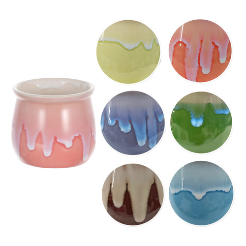 Macetero Circular De Ceramica Pack De 6 Color Variados Liso