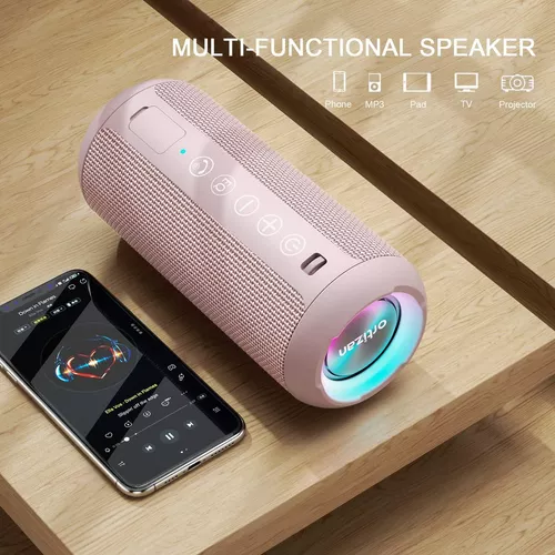 Ortizan - Parlante Bluetooth 5.3, inalámbrico, impermeable IPX7, sonido  estéreo de 24 W, graves profundos, luces RGB, emparejamiento doble, 30  horas