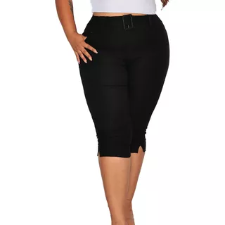 Calça Capri Detalhe Risca Plus Size 46 Ao 52 Cinto Fivela