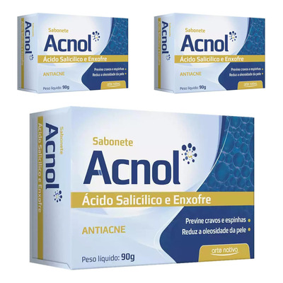 Sabonete Acnol Previne Acne E Espinhas 80g Kit C/3