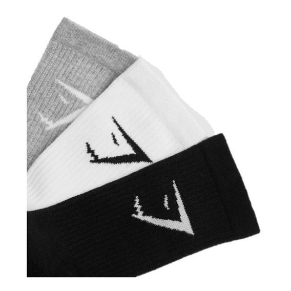 Gymshark Crew Socks 3pk - White Light Grey Marl Black