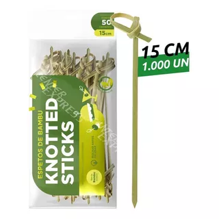 1000un - Espeto Bambu Knotted Stick Nozinho Lanches E Bebida