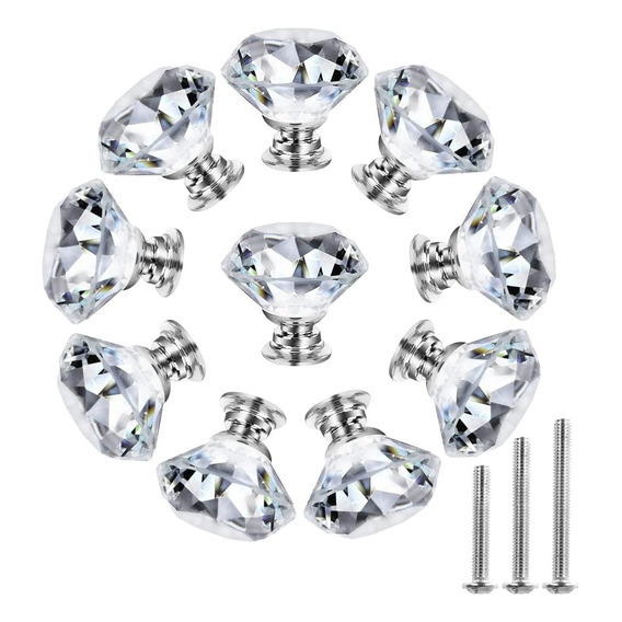 15 Pcs Tirador Cristal Forma Diamante Para Cajón Armario