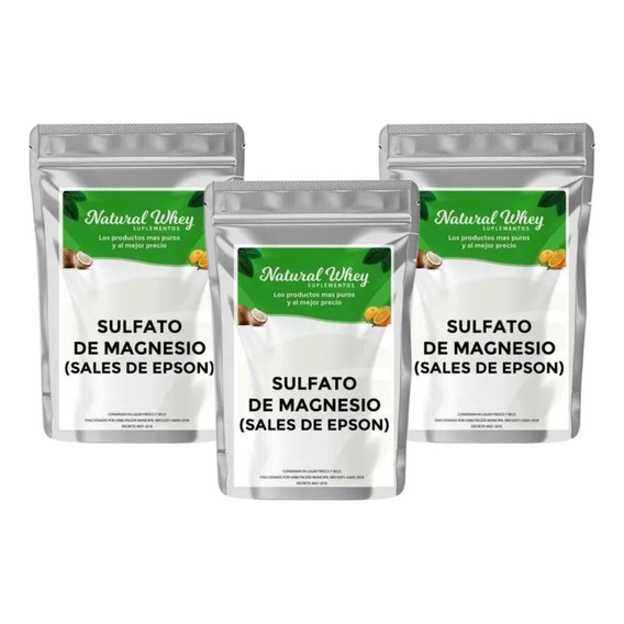 Sales De Epsom Sulfato De Magnesio Puro 99.9% 1 Kilo Pack X3