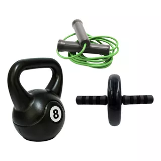  Kit Entrenamiento Rusa 8kg,  Rueda Abdominal, Soga De Salto