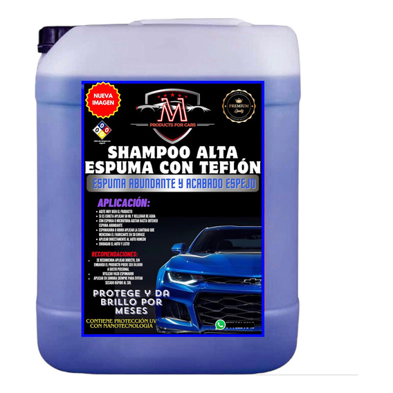Shampoo Alto Rendimiento Alta Espuma Con Cera Y Teflon 20 L