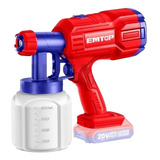 Pistola De Pintar Inalambrica 20v 600ml A Bateria Emtop Color Rojo Y Azul