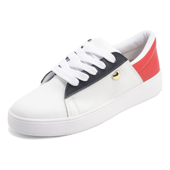 Tenis Dama Blanco-rojo Tellenzi S42 Tenis Para Mujer