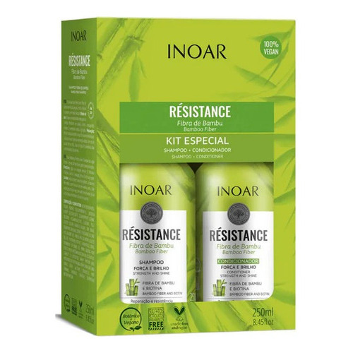  Pack Inoar Resistance Fibra De Bambu Shampoo + Acond. 250ml