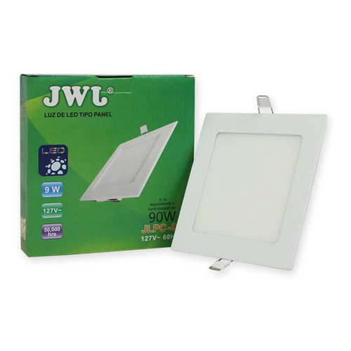 Plafón Led 9w Empotrable Cuadrado Slim Luz Cálida 10 Pz Jwj