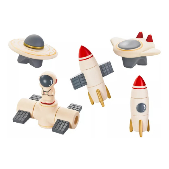 Cohetes Bloques Construcción Infantil Goma 15 Pzas Spacezat