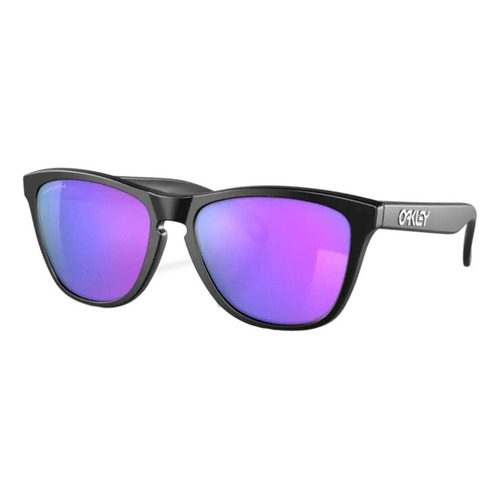 Anteojos de sol Oakley Frogskins Standard con marco de o matter color matte black, lente violet de plutonite prizm, varilla matte black de o matter - OO9013