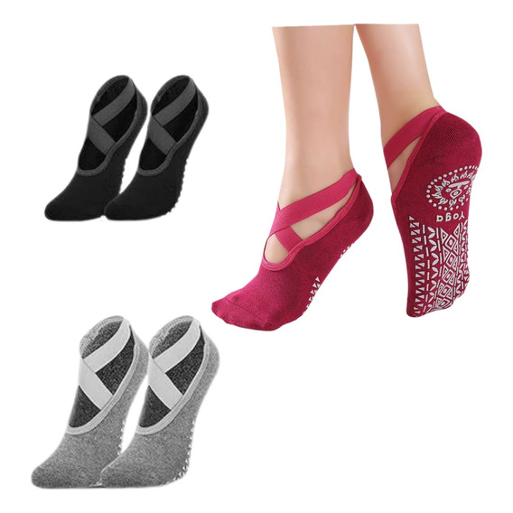 Calcetines Antideslizantes Yoga Pilates Set 3 Pares