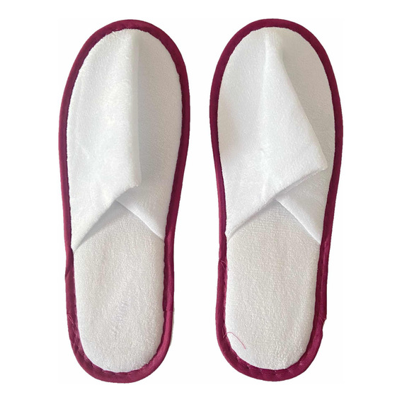 Pantufla Para Sublimación L Y Xl. Blanca Borde Fucsia