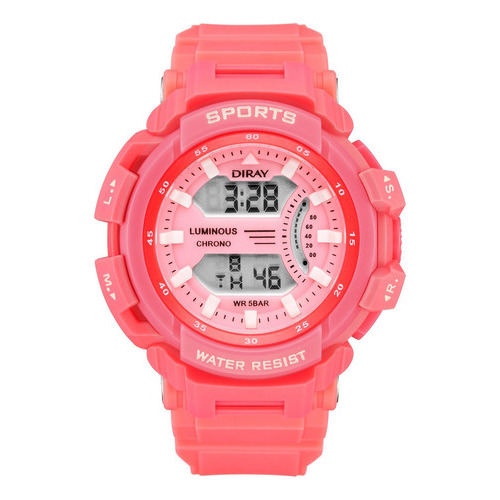 Reloj De Pulsera Diray Para Mujer Deportivo Dr222l5 Color de la correa Rosa Color del bisel Rosa
