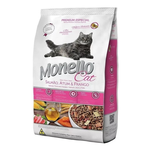 Alimento Monello Premium Especial monello gato  sabor salmon y pollo 15kilos para gato adulto sabor salmón y pollo en bolsa de 8kg