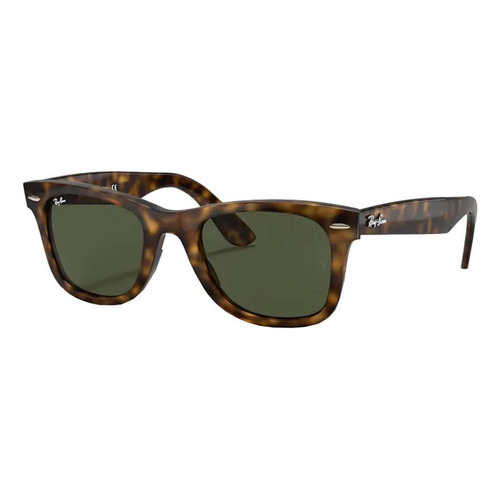 Anteojos de sol Ray-Ban Wayfarer Ease Standard con marco de injected color gloss tortoise, lente green de cristal clásica, varilla gloss tortoise de injected - RB4340