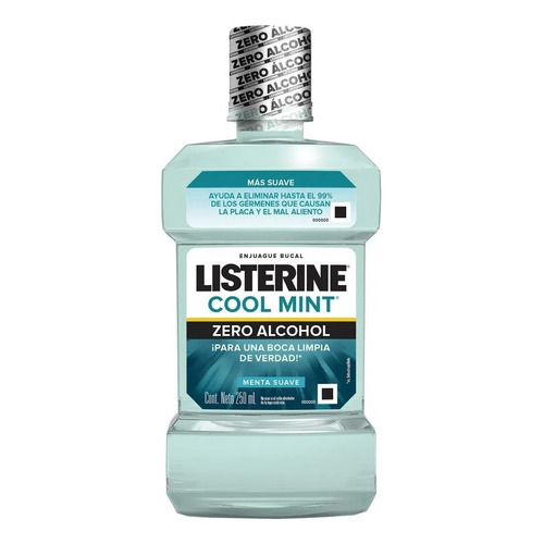 Listerine Enjuague Bucal Zero Alcohol Menta Suave X 250 Ml