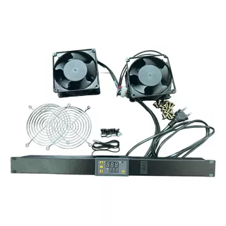 Sistema Kit Ventilação Rack 19'' - 2 Coolers C/ Termostato