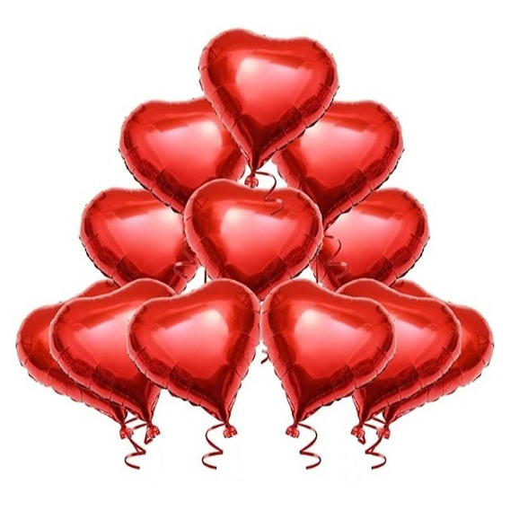 Combo Globo Corazon Rojo Enamorado San Valentin X 5 Unidades