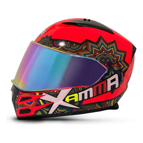 Casco Integral Para Moto Edge Forza Xamma Certificado Dot Color Rojo Tamaño del casco L