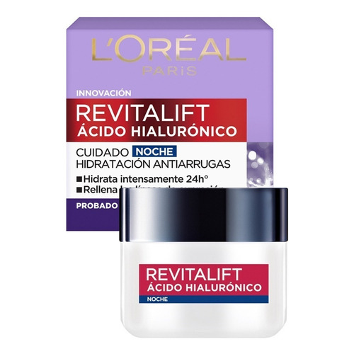 Crema Facial Noche Loréal Paris Revitalift Ácido Hialurónico 50 ml L'Oréal Paris para todo tipo de piel de 50mL/50g 25+ años