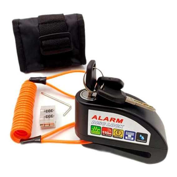 Candado De Disco Con Alarma Para Moto+cadena Casco+estuche