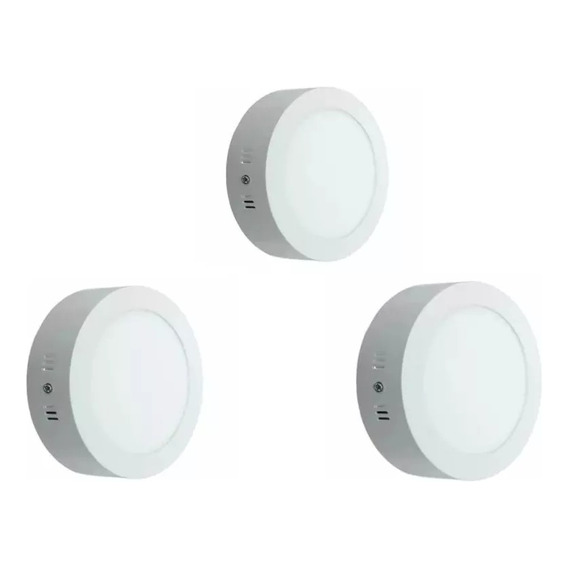 X3 Foco Panel Plafón Led 24w Sobrepuesto Redondo Luz Frio 