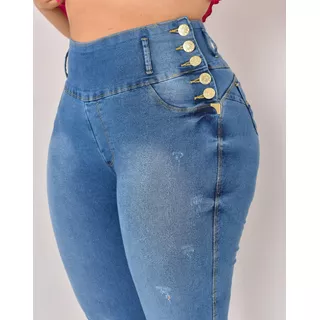 Calça Jeans Feminina Plus Size Cós Largo Aperta Barriga Hot