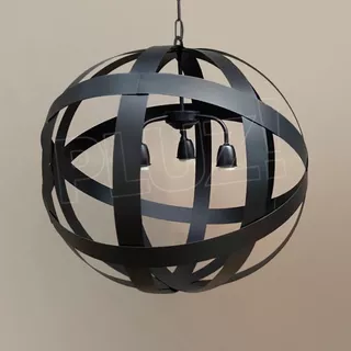 Colgante Esfera 3 Luces Industrial Chapa Hierro Negro Cuot