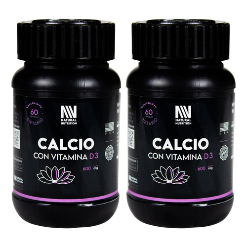 Natural Nutrition Kit X2 Calcio Vitamina D3 Suplemento 3c Sabor Calcio Con Vitamina D3