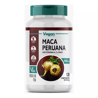 Maca Peruana Pura Original 500mg 120 Comp. Vegano Nutralin