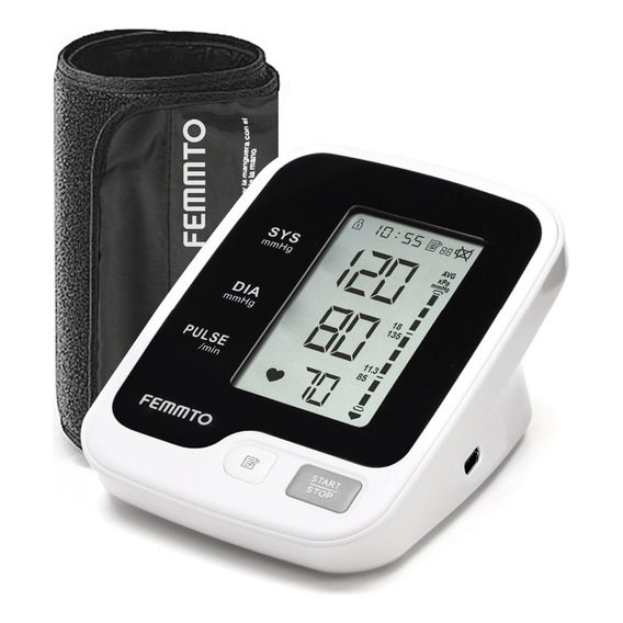 Monitor de Presion Arterial USB Recargable Medidor tensiometro digital Brazo Femmto