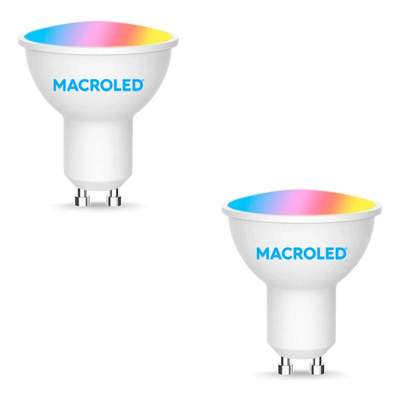 Combo X2 Lámpara Led Macroled Dicroica Wifi 5w Smart Rgb