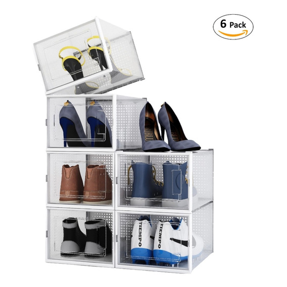 Pack 6 Cajas Organizadoras Zapatos Ropa Varios Apilables (m)