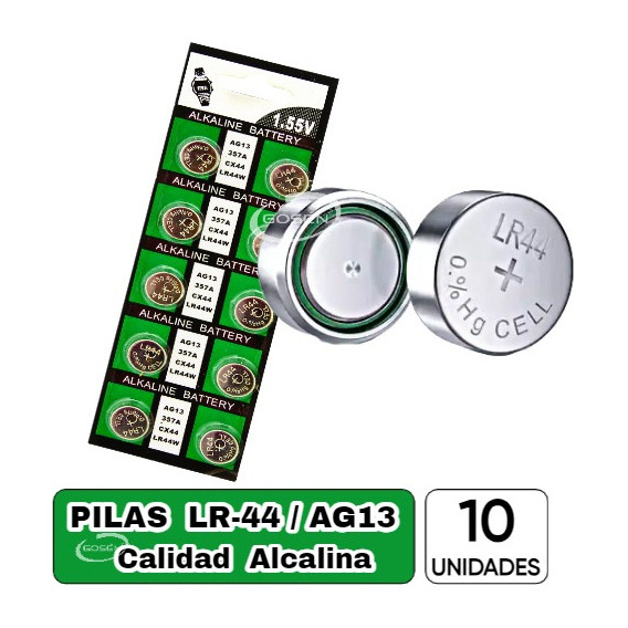 Pack 10 Pilas Alcalinas Lr44 / Ag13 / 357 / Cx44 Pila Boton