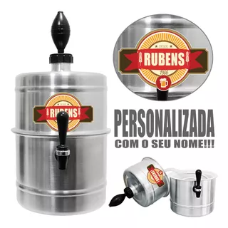 Chopeira Portátil 5,1 Litros Aluminio Personalizada Nome