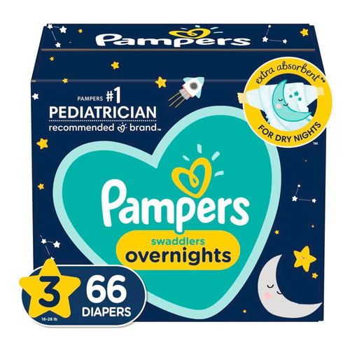 Pampers Swaddlers Overnight, Talla 3, 66 Piezas