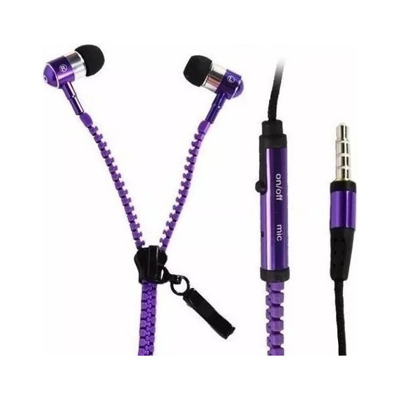 Auriculares  Con Cierre Y Microfono Kelyx Jack 3.5mm Violeta