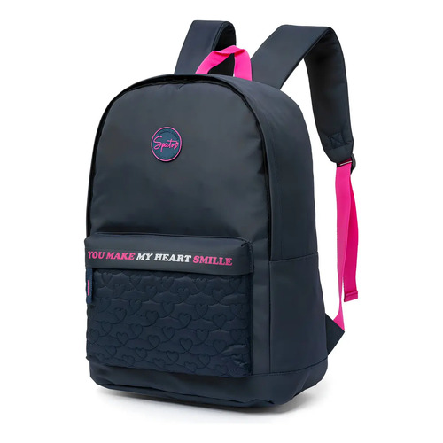 Mochila Escolar Spector Feminina Azul-marinho Poliéster 41cm