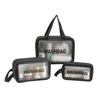 Organizadores Valija Impermeable Set X3 Necessaire Washbag Color Negro