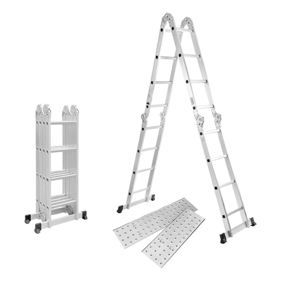 Escalera Multiposiciones De Aluminio 4.5 Metros Con 16 Peldaños KMEM45 Kingsman