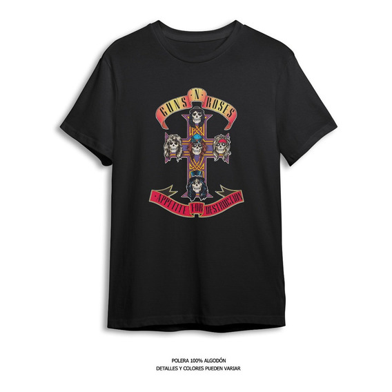 Polera Estampada Guns & Roses Cruz - Appetite For - Dtf