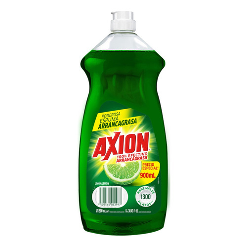 Lavatrastes Líquido Axion Efectivo Arrancagrasa Limón 900 Ml